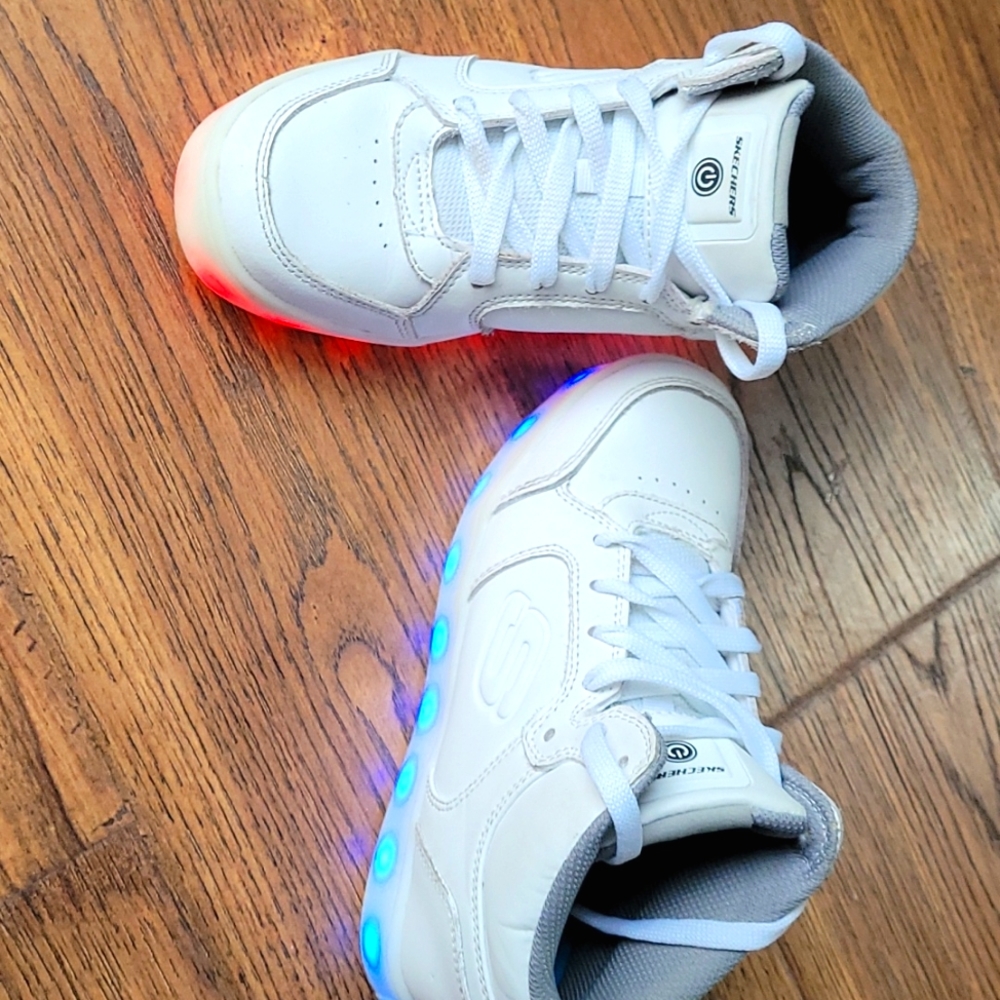 Light up Sketchers white high top sneakers